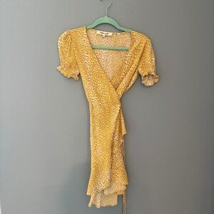 Diane Von Furstenberg Wrap Dress Yellow Cheetah Print Size XXS